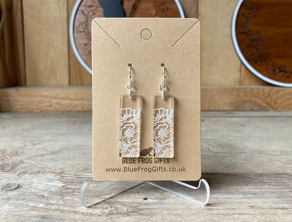 Engraved Poppy Earring (Rectangular)