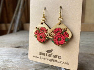 Wooden Poppy Earring (Diamond)